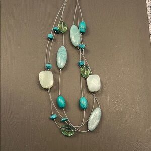 Silpada Blue and Green Necklace with Organic Stones